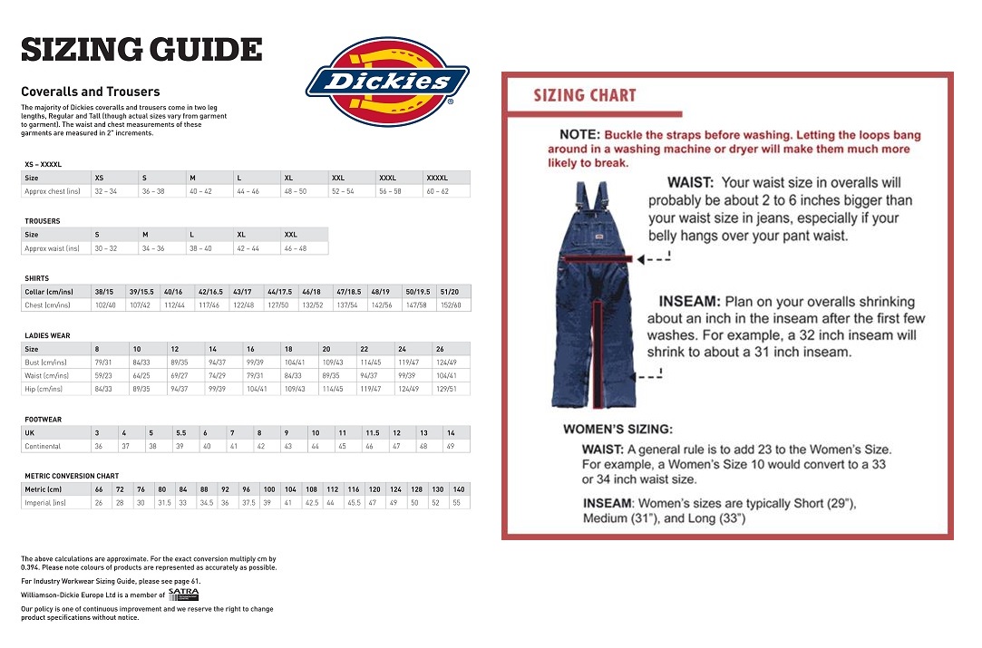 dickies sizing